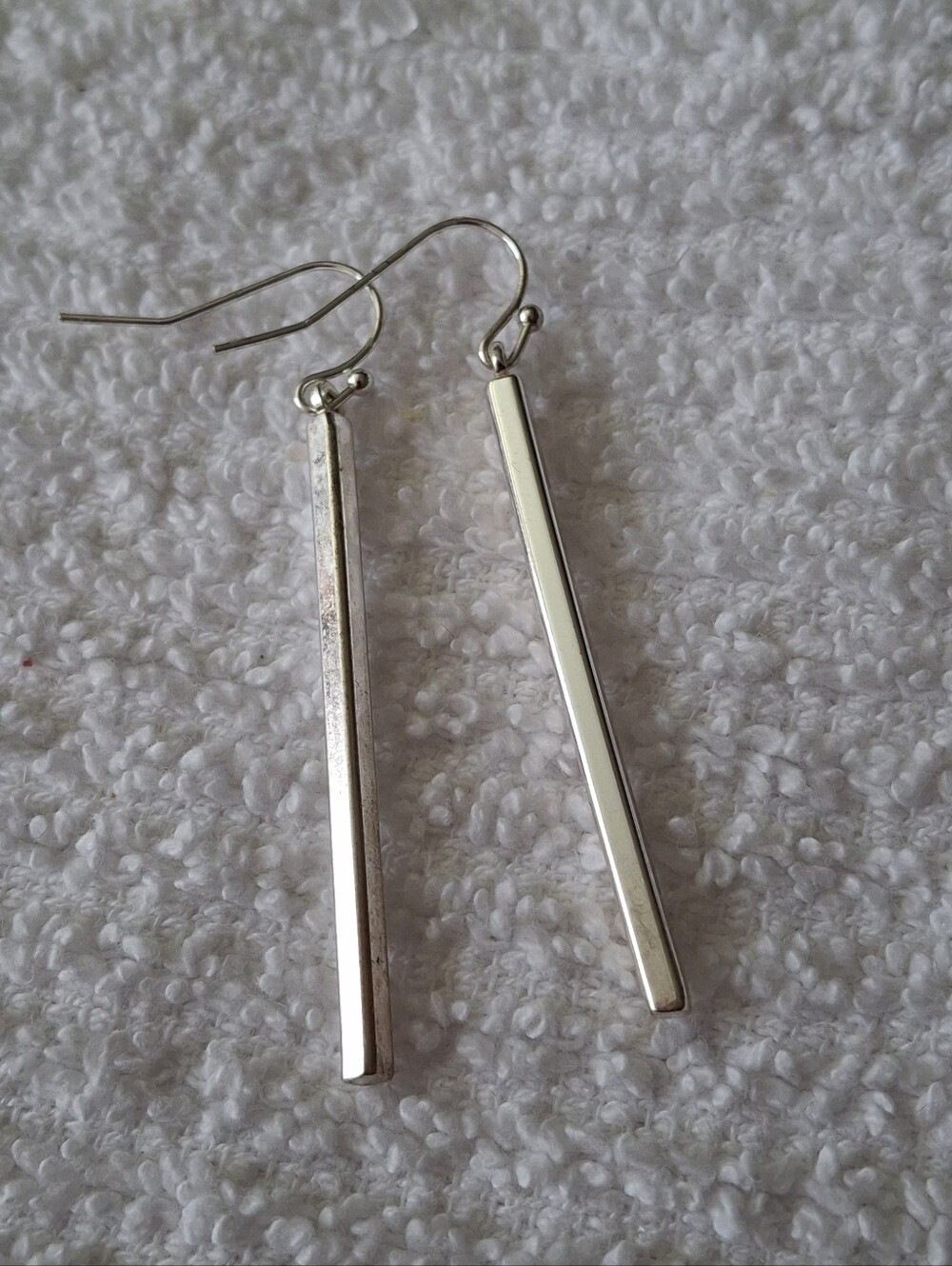 Vintage Napier Minimalist Silver Bar Drop Earrings